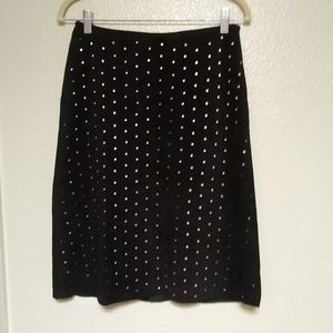 IN SUEDE black genuine suede perforated skirt, 4